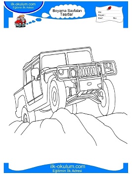 Çocuklar İçin Hummer Boyama Sayfaları 